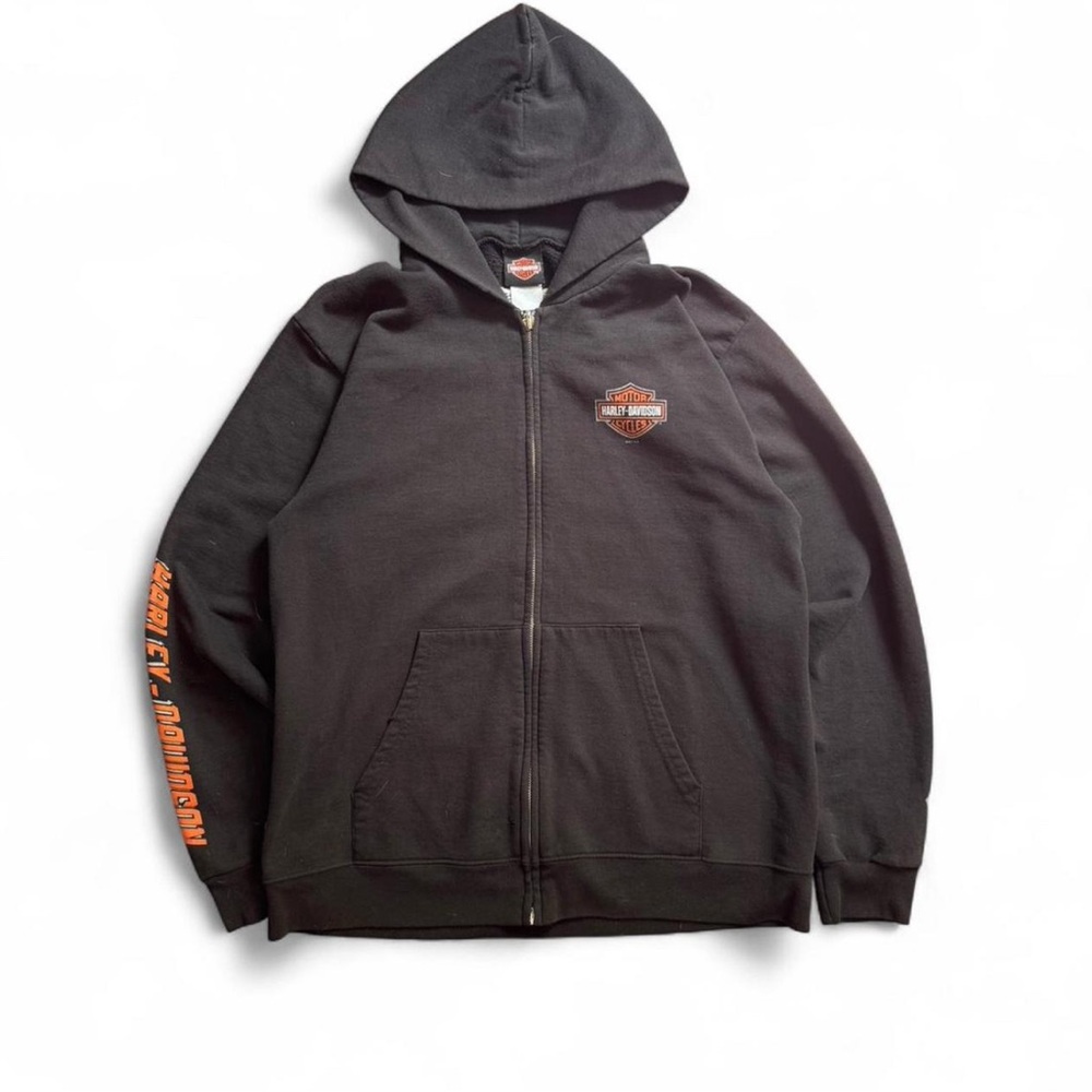 Vintage Harley Davidson Chicago Zip Up Hoodie Black Motorcycle Sweatshirt
